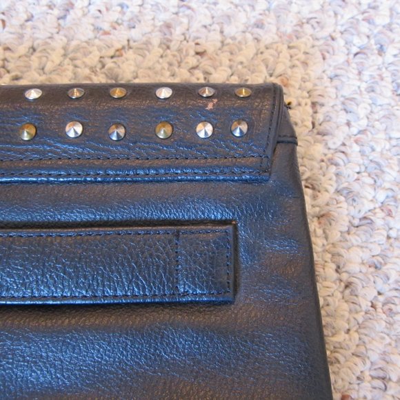 BCBGMaxAzria Black Leather Studded Envelope Clutch - Picture 4 of 7